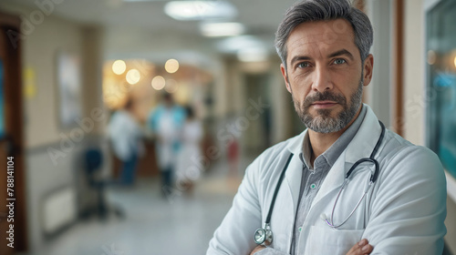 Doctor with stethoscope - medicine and healthcare concept. Portrait of a doctor photo