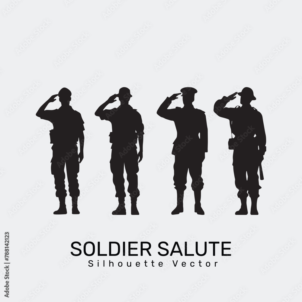 Soldier salute silhouette vector illustration