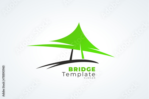 Logo Bridge Green Color. Template design vector. White background.