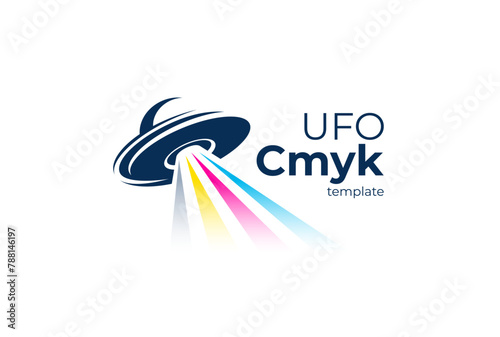 Logo CMYK print. UFO theme. Template design vector. White background