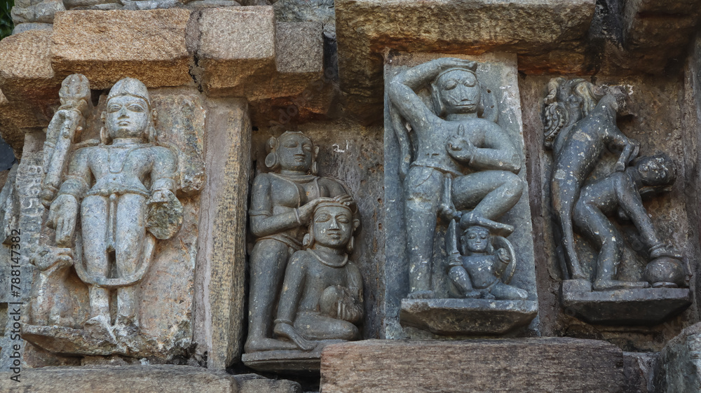 The Erotic Carvings on the Chandraditya Temple, 11th Century Lord Shiva Temple, Barsur, Chhattisgarh, India.