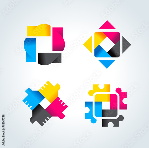 Set Logo CMYK color Printing theme. Template design vector.