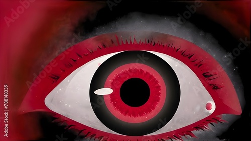 close up of a red and whitePink illustration with an abstract eye wheel photo
