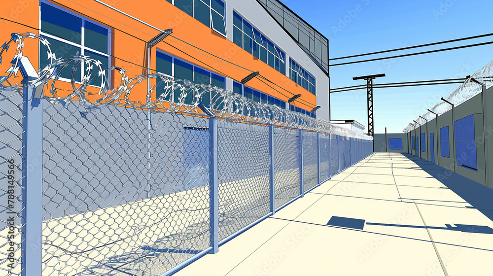 Barbed wire and barbed wire fence to prevent intruders, anti-refugee ...