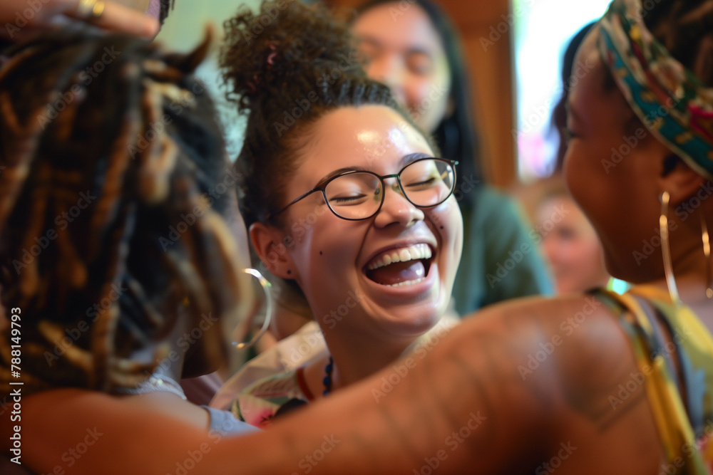 Joyful Laughter: Women Sharing a Happy Moment at a Gathering