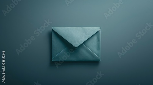A minimalist concept of a blue paper envelope against a matching blue background, portraying simplicity and elegant communication.