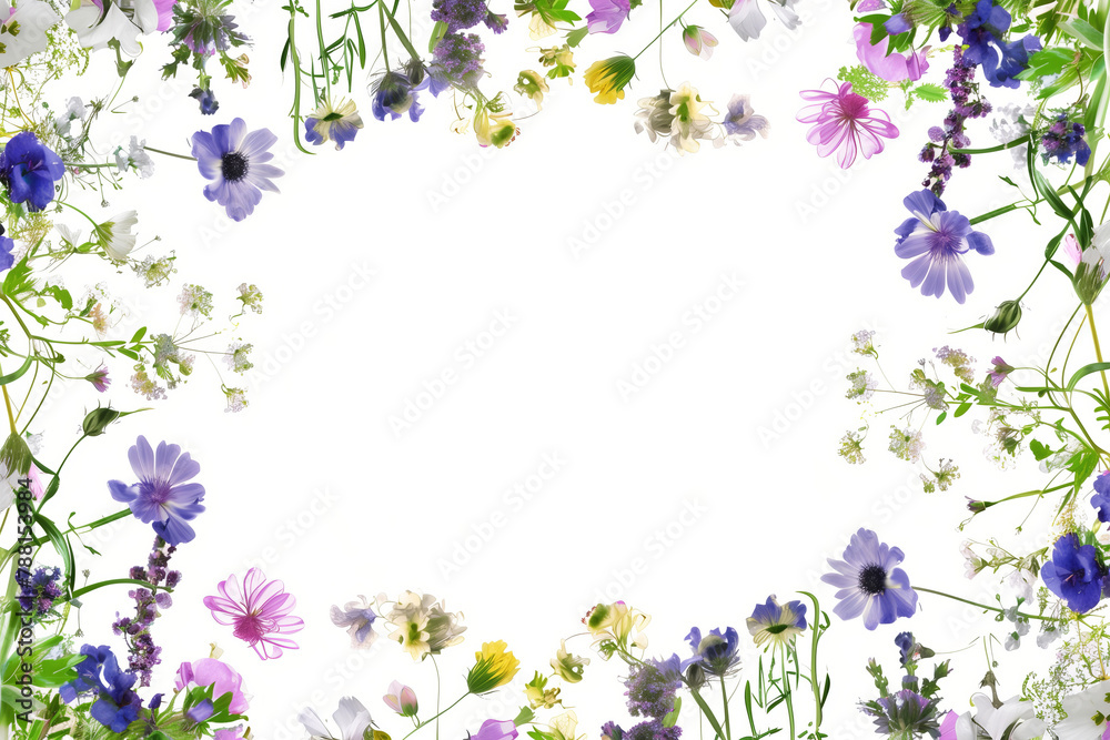Wldflowers frame, natural floral background, copyspace