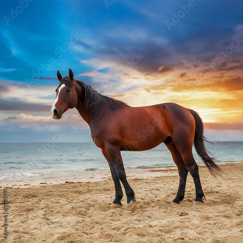 horse on the beach. Ai generate © Miraz