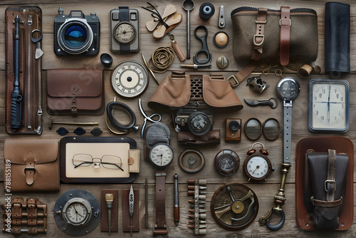 photographer new things knolling realistic photo