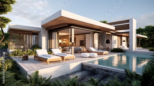 Modern cozy house with pool and parking for sale or rent in luxurious style. © MahmudulHassan