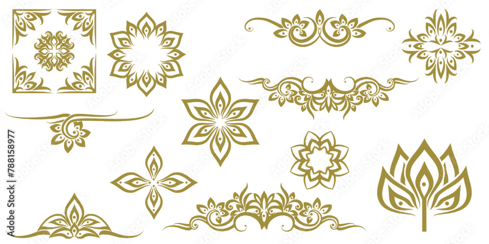 Thai ethnic decorative elements vector. element ethnic, decorative ornament, ethnic thai illustration