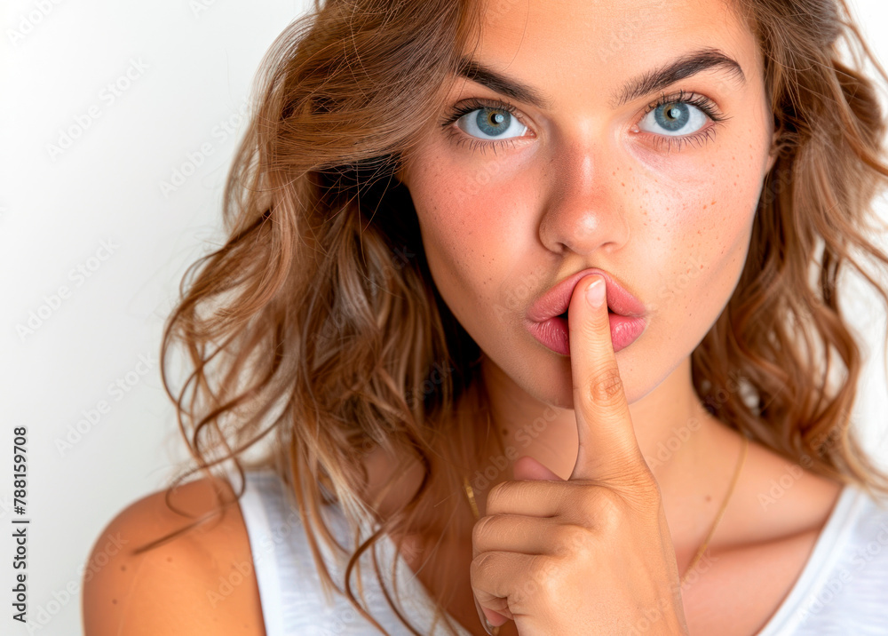 girl pointing silence girl pointing silence