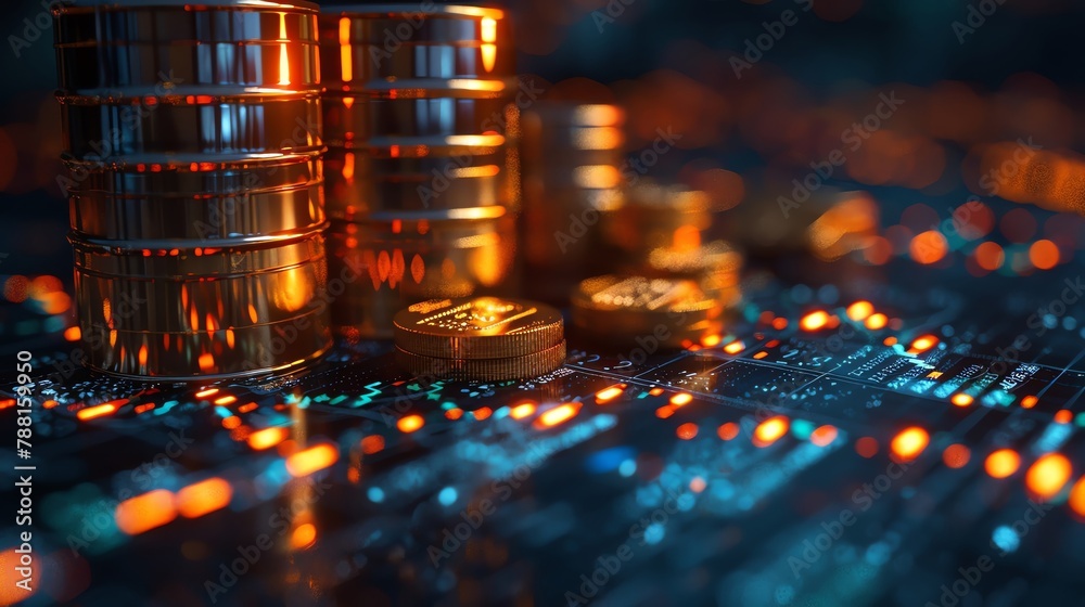 Composite image showing gold bars, an oil barrel, and stock market charts, representing investment diversity Composite image showing gold bars, an oil barrel, and stock market charts, representing investment diversity