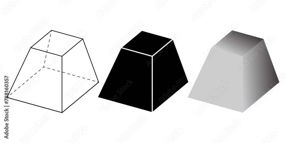 Outline silhouette square frustums set Outline silhouette square frustums set