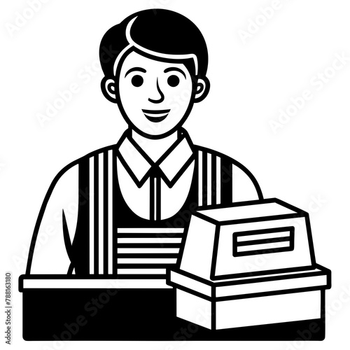 man with a cash box