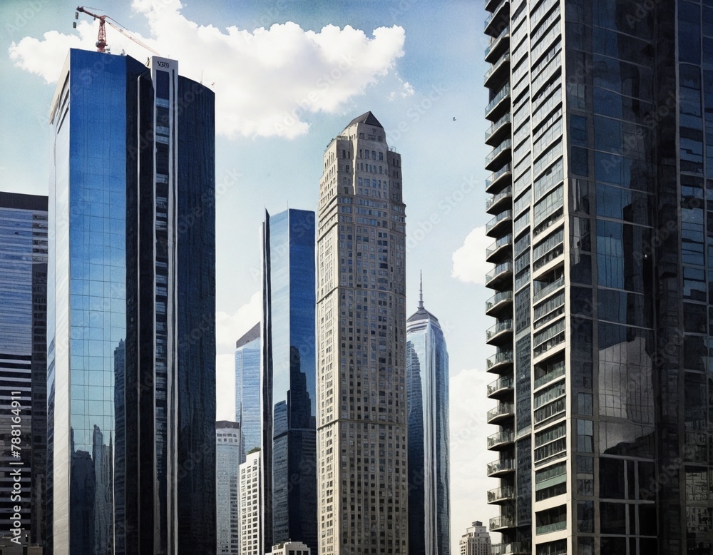 Fototapeta premium Future Cityscape, Watercolor