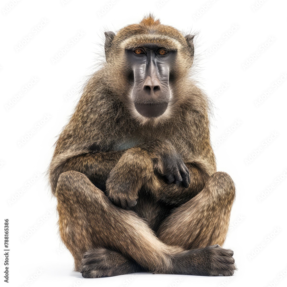 Photo of baboon isolated on white background