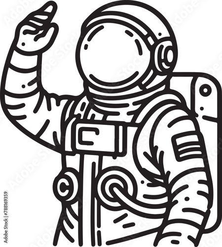 astronaut sketch draw in one line art, vector illustration