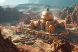 Red Planet with Octane Renders vivid depiction of a futuristic city on Mars