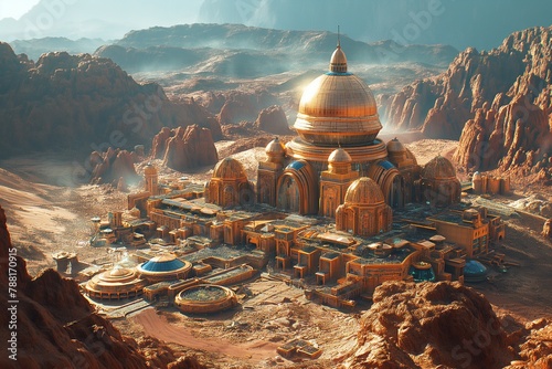 Red Planet with Octane Renders vivid depiction of a futuristic city on Mars photo