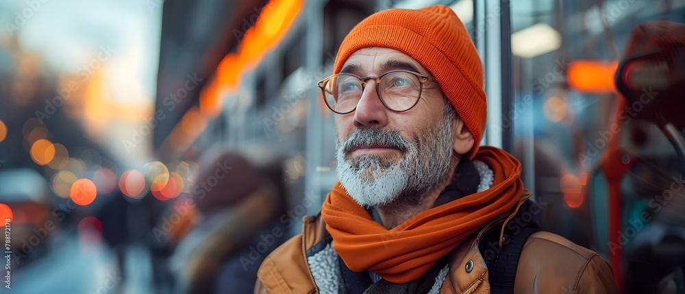 Seasoned Bus Captain Navigates Rush Hour. Concept Bus driver, public transportation, rush hour, traffic management, experienced driver Seasoned Bus Captain Navigates Rush Hour. Concept Bus driver, public transportation, rush hour, traffic management, experienced driver