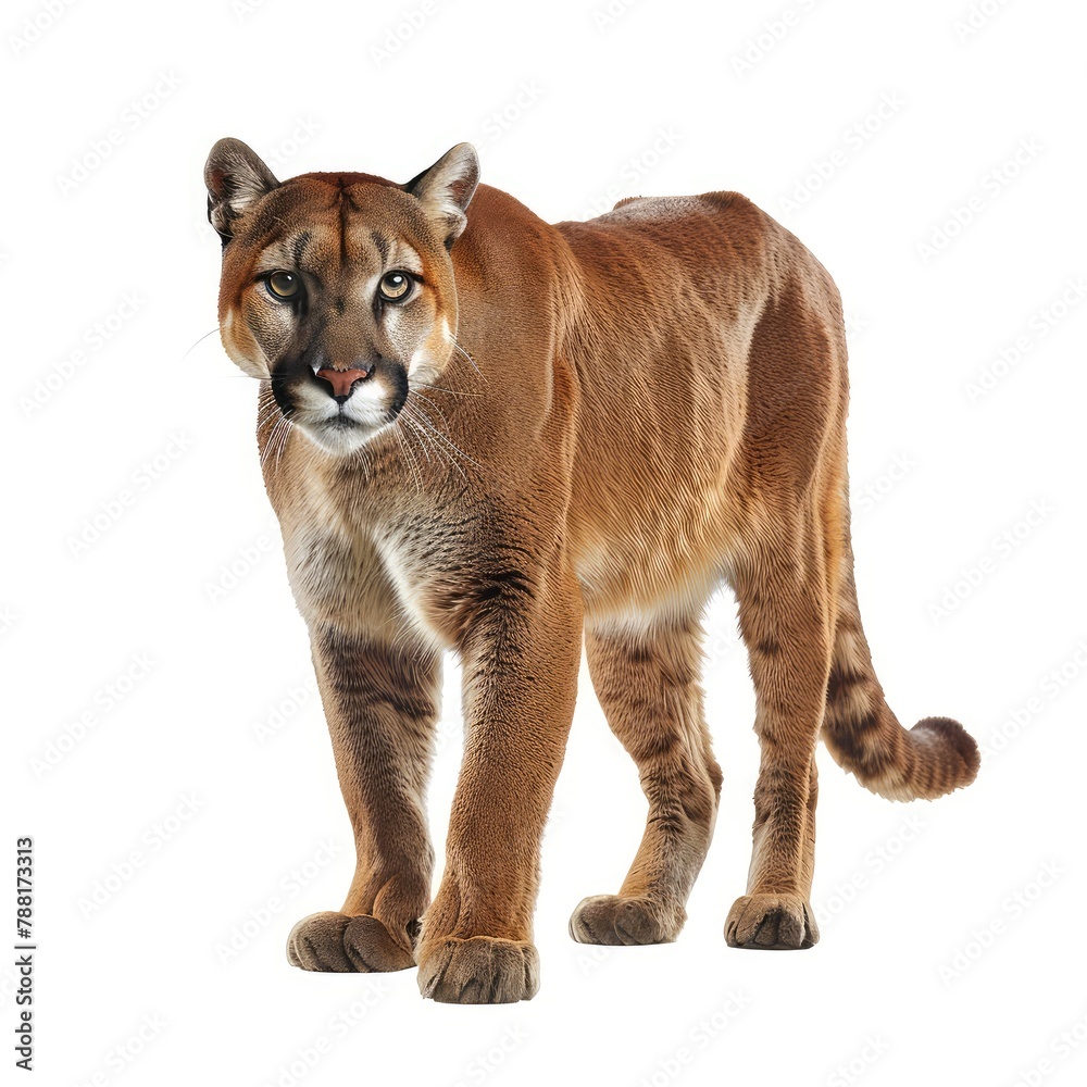 Photo of Cougar isolated on white background Photo of Cougar isolated on white background