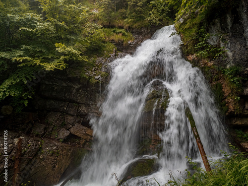 Berchtesgaden Schrainbachfall waterfall with surrounding green forest landscape