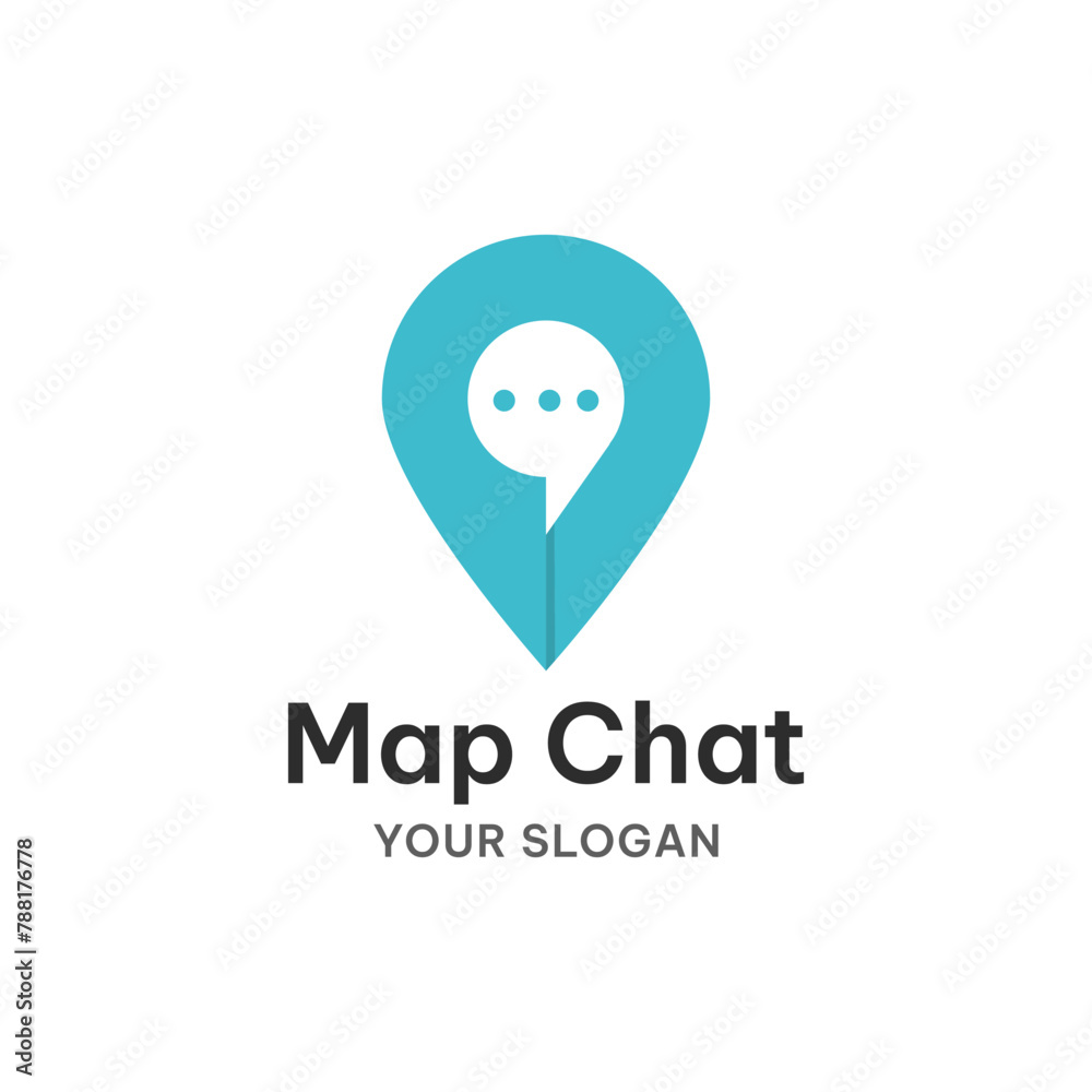 Map chat logo concept. Location and chat bubble vector illustration