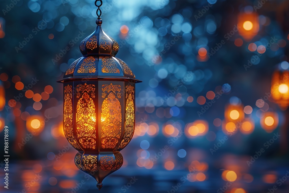 3d golden lantern eid al fitr islamic banner copy space for text 3d golden lantern eid al fitr islamic banner copy space for text