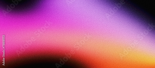 Grainy gradient background purple orange vibrant abstract glowing color wave black dark backdrop, noise texture banner poster header design