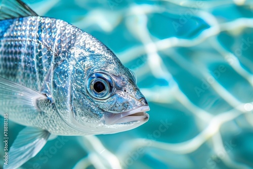Exquisite fish elegantly swimming in clear water, captured in a stunning close up shot © Ilja