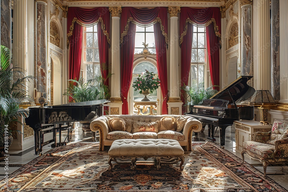 interior architecture hall decor building palace inside luxury old art ...