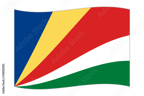 Waving flag of the country Seychelles. Vector illustration.