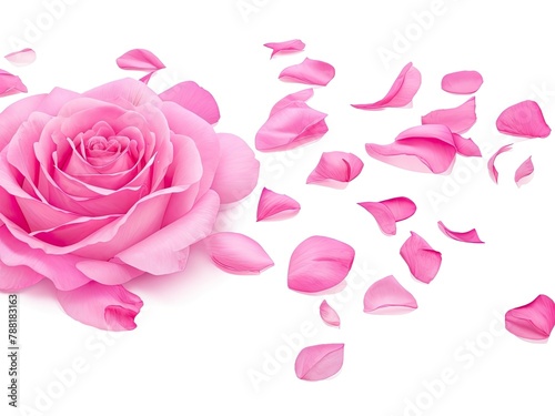 Romantic transparent background with pink rose petals, png