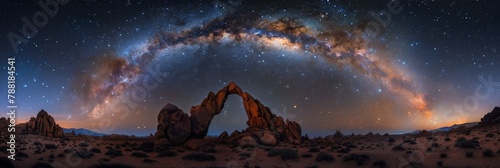 Galaxy astronomy arch panorama view of the Milky Way arch