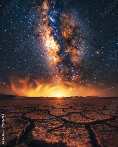 Desert landscape with the Milky Way environment photo