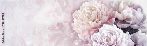 Abstract Arrangement of Pink and White Peonies on White Background  Floral Composition for Design and Decoration