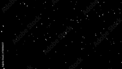 Dust Particles Floating On Black Background. Dust Particles Randomly Float In Space. 