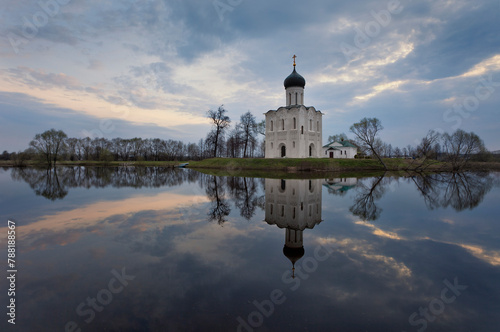 View of Suzdal Cathedral from aerial perspective, Vladimir District, Russia.