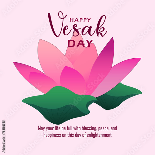 Happy Vesak Day or Buddha Purnima Concept for Card or Banner