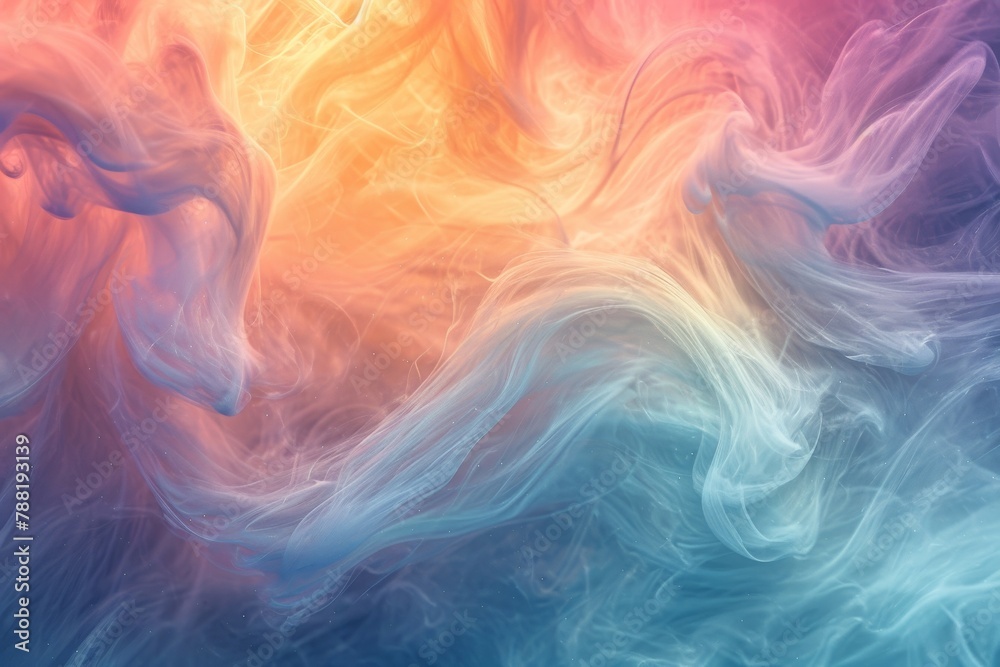 Obraz premium A colorful painting featuring a horse as the main subject set against a vibrant rainbow background, An array of nebulous swirls in soft pastel colors, AI Generated