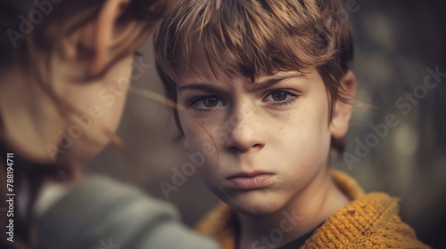 Unfair Treatment Write a narrative about a child who feels unfairly treated or misunderstood by their peers or authority figures, leading them to exhibit an angry expression as they confront the perce photo