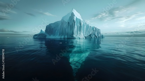 The Iceberg Principle: Visible Peaks Over Invisible Depths. Concept Nature's Beauty, Hidden Depths, Seek Balance, Beneath the Surface photo
