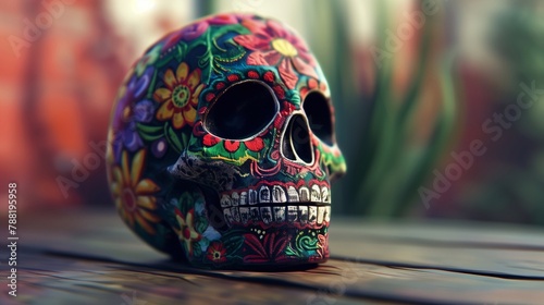 Sugar skull with floral pattern
