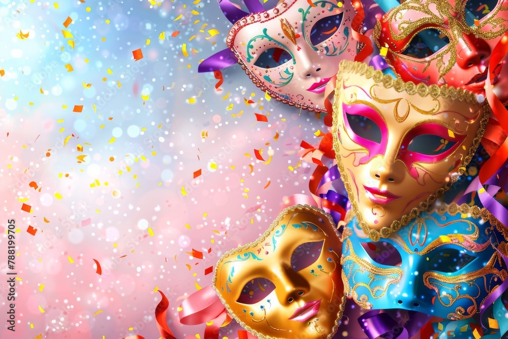 Theatrical Glamour: Dive into the World of Masquerade Balls with Elaborate Costumes and Vibrant Celebrations in a Festive Atmosphere