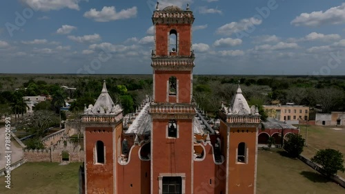 Aerial view of historic church in Sotuta, Yucatan, Mexico. photo
