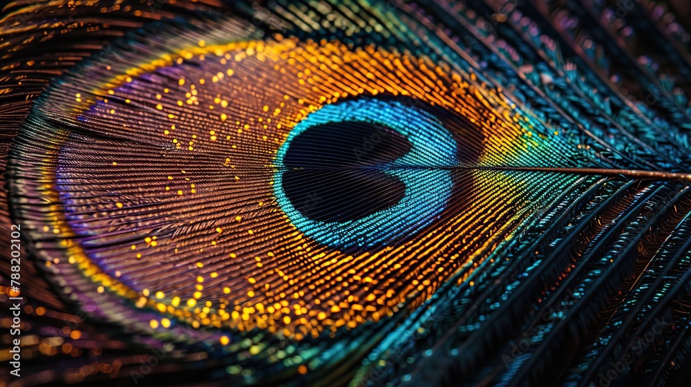 Naklejka premium A close-up of a peacock feather