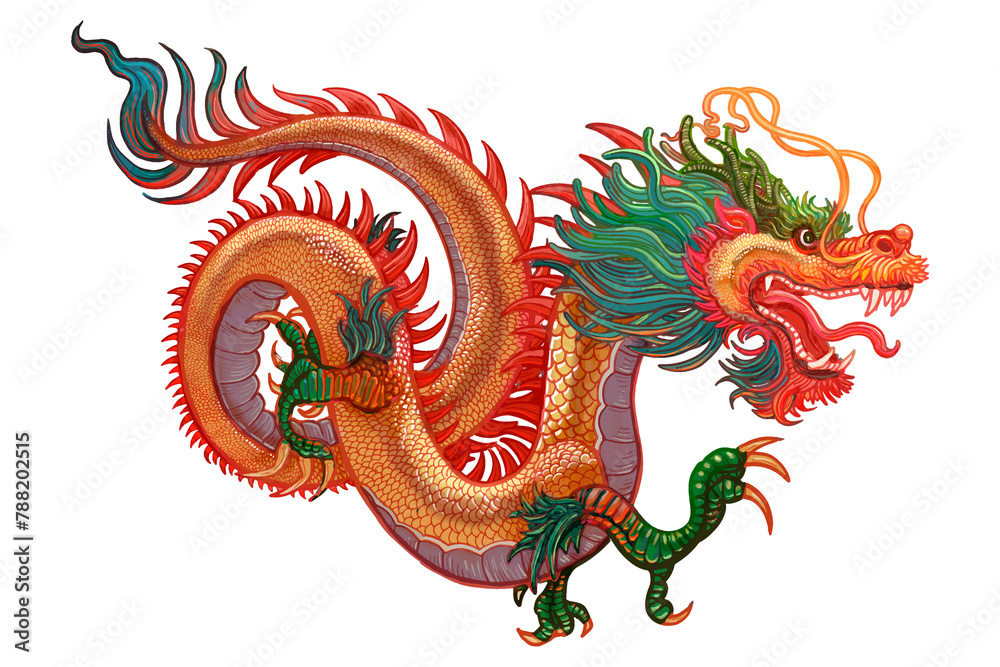 Obraz premium Traditional Chinese dragon png sticker, transparent background