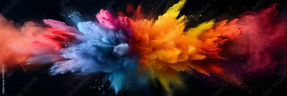 Colorful explosion. banner image. Bright colourful powder explosion abstract background Colorful explosion. banner image. Bright colourful powder explosion abstract background