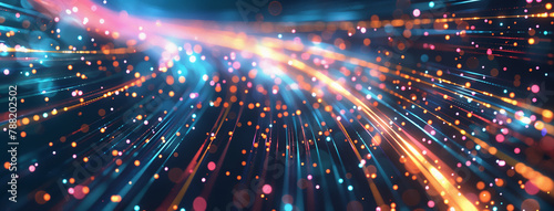 Fiber optics background, Bundle of fiber optic cables. Optical fiber cable Colorful illustration, Abstract technology background with fiber optic network connections. Global Data transfer, Ai  © PixxStudio